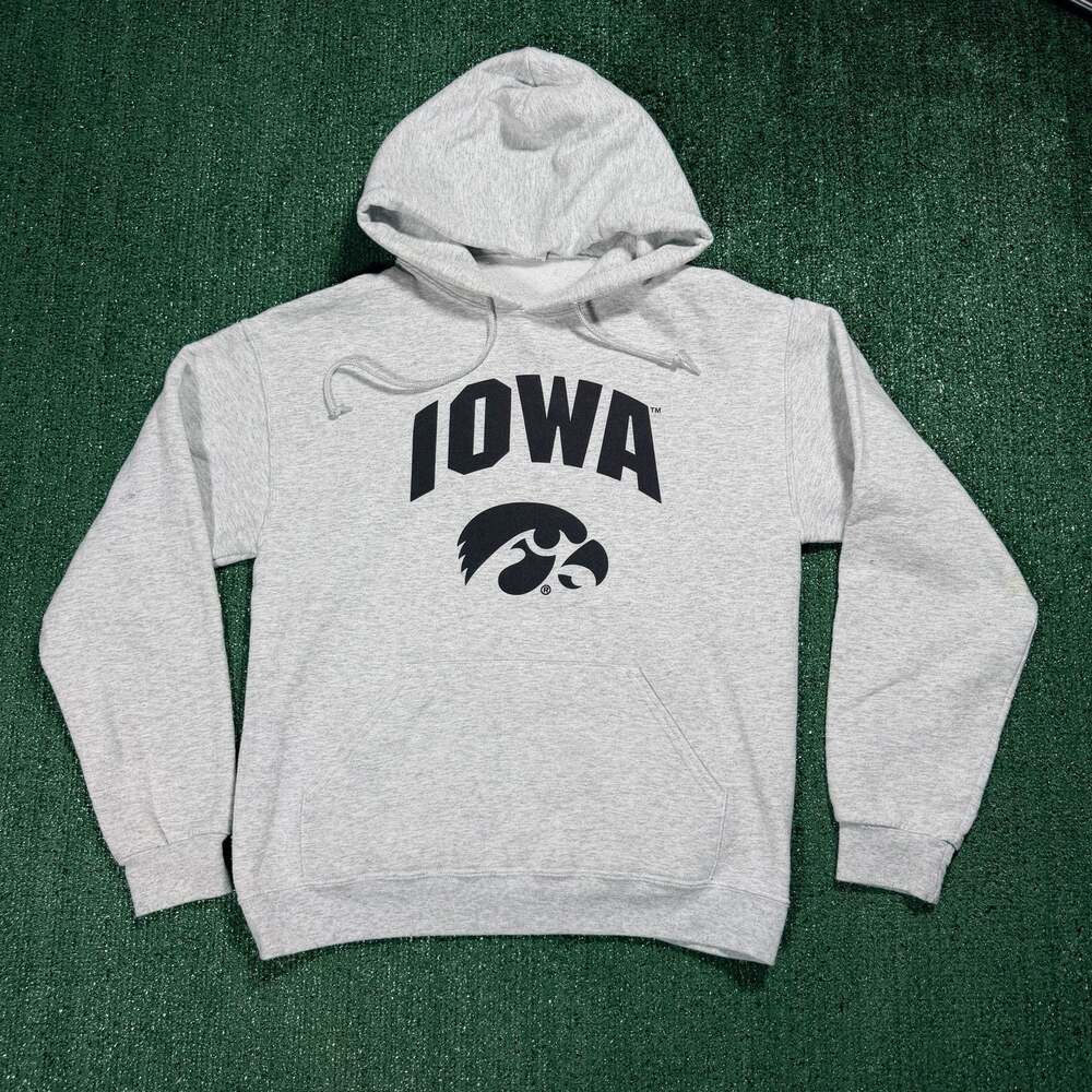Vintage Iowa Hawkeyes Jerzees 90s Pullover Sweatshirt Heather Gray Medium